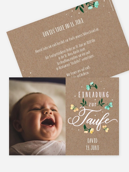 Taufeinladung Papillon