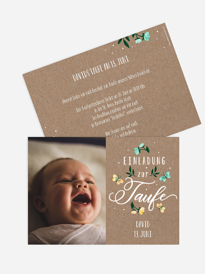 Taufeinladung Papillon