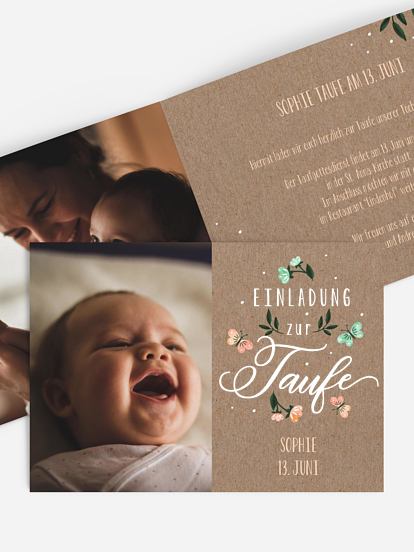 Taufeinladung Papillon