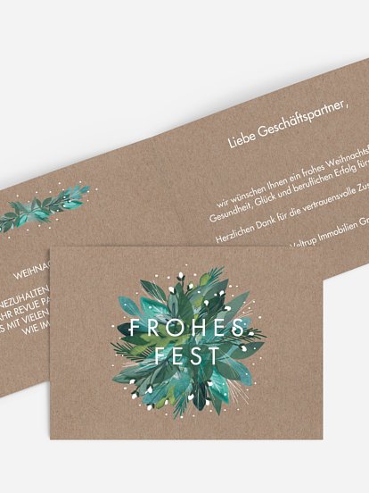 Geschäftliche Weihnachtskarte Winter-Bouquet