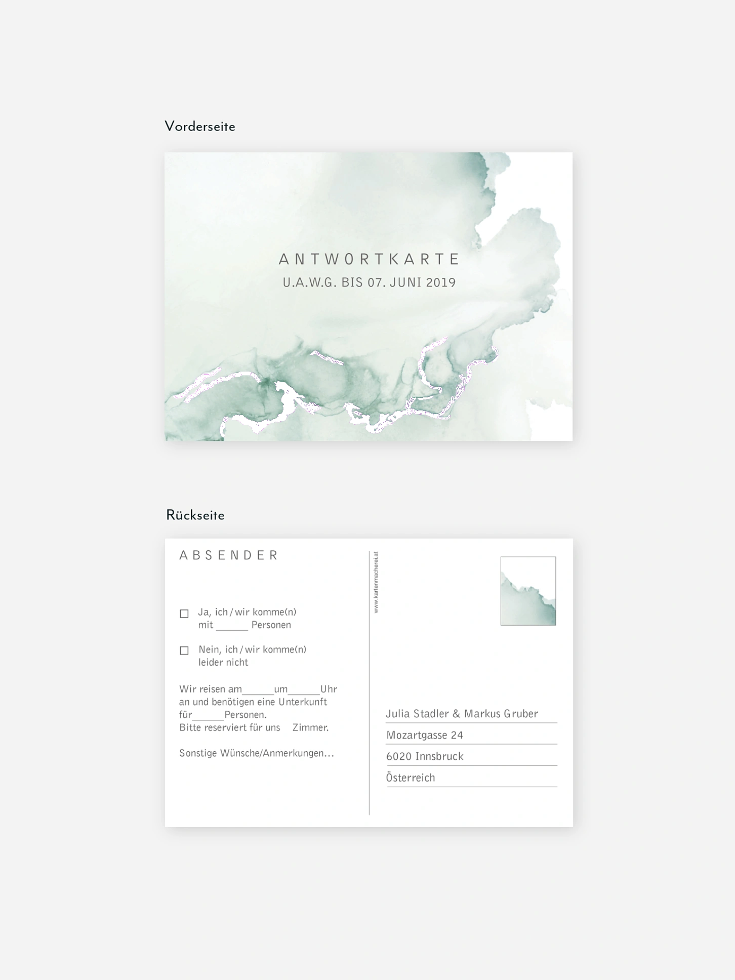 Antwortkarte Hochzeit Bella Premium