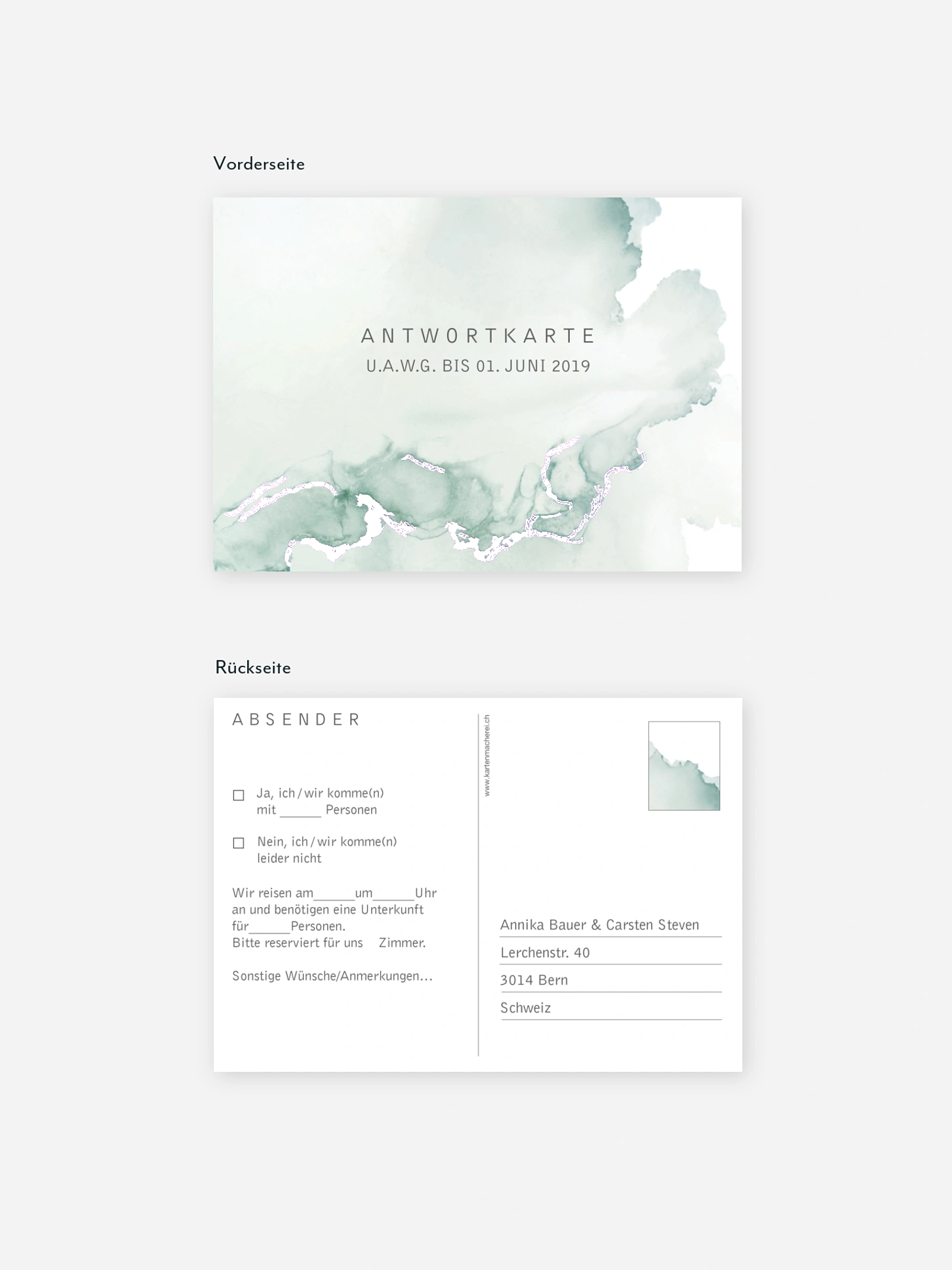 Antwortkarte Hochzeit Bella Premium