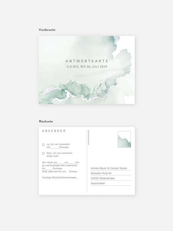 Antwortkarte Hochzeit Bella Premium
