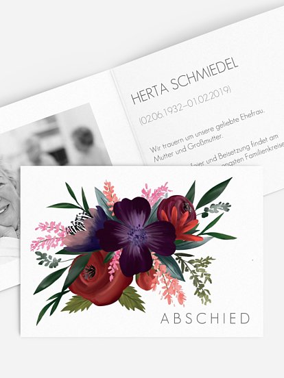 Trauerkarte Blüten Bouquet