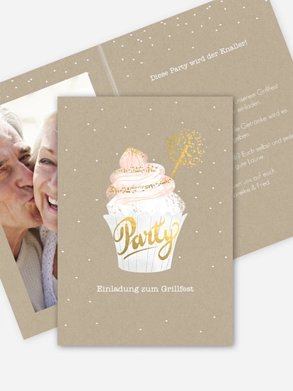 Partyeinladung Cupcake