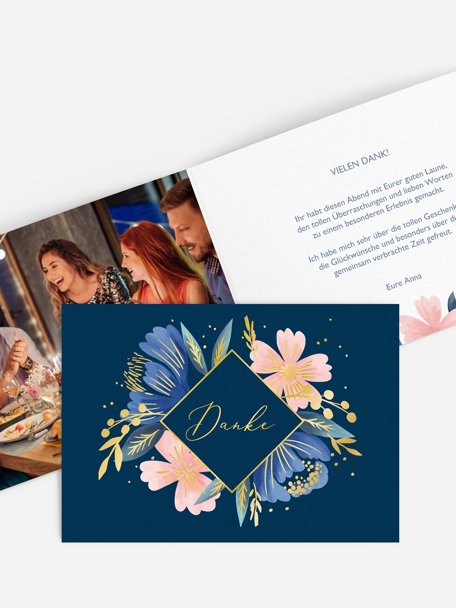 Dankeskarte Geburtstag Noble Flowers Premium
