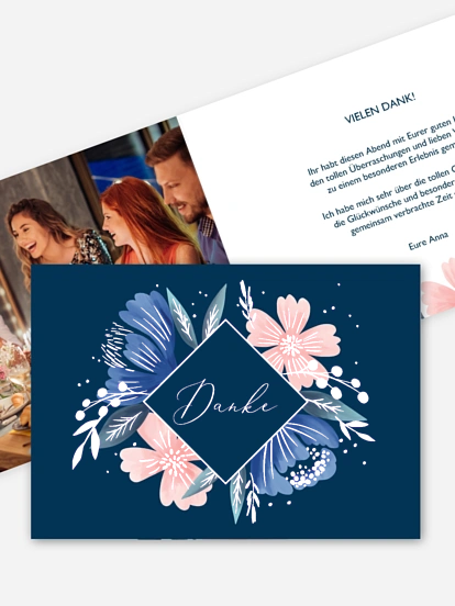 Dankeskarte Geburtstag Noble Flowers Premium