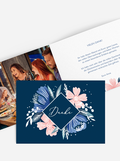 Dankeskarte Geburtstag Noble Flowers Premium