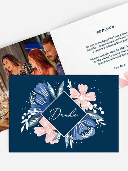 Dankeskarte Geburtstag Noble Flowers Premium