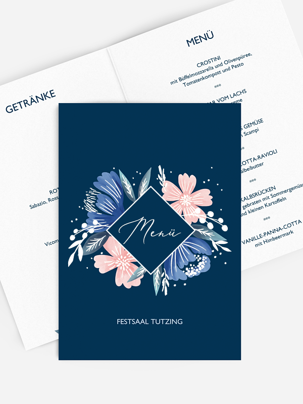Menükarte Geburtstag Noble Flowers Premium
