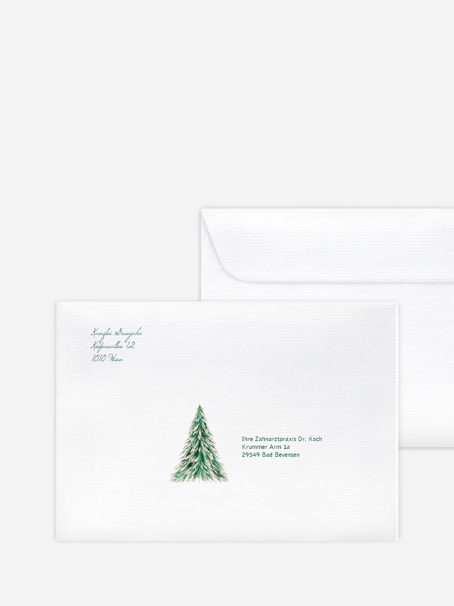 Bedruckte Umschläge geschäftl. Weihnachten Aquarell Tree