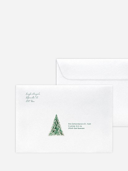 Bedruckte Umschläge geschäftl. Weihnachten Aquarell Tree