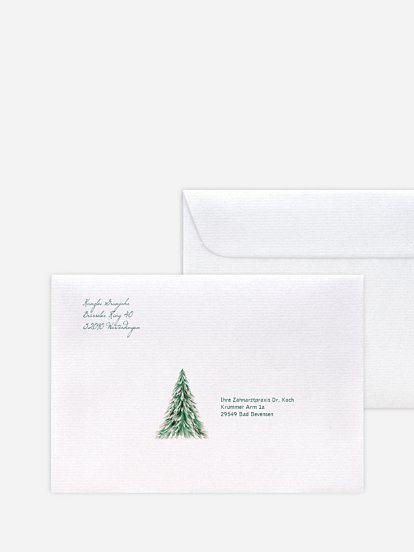 Bedruckte Umschläge geschäftl. Weihnachten Aquarell Tree