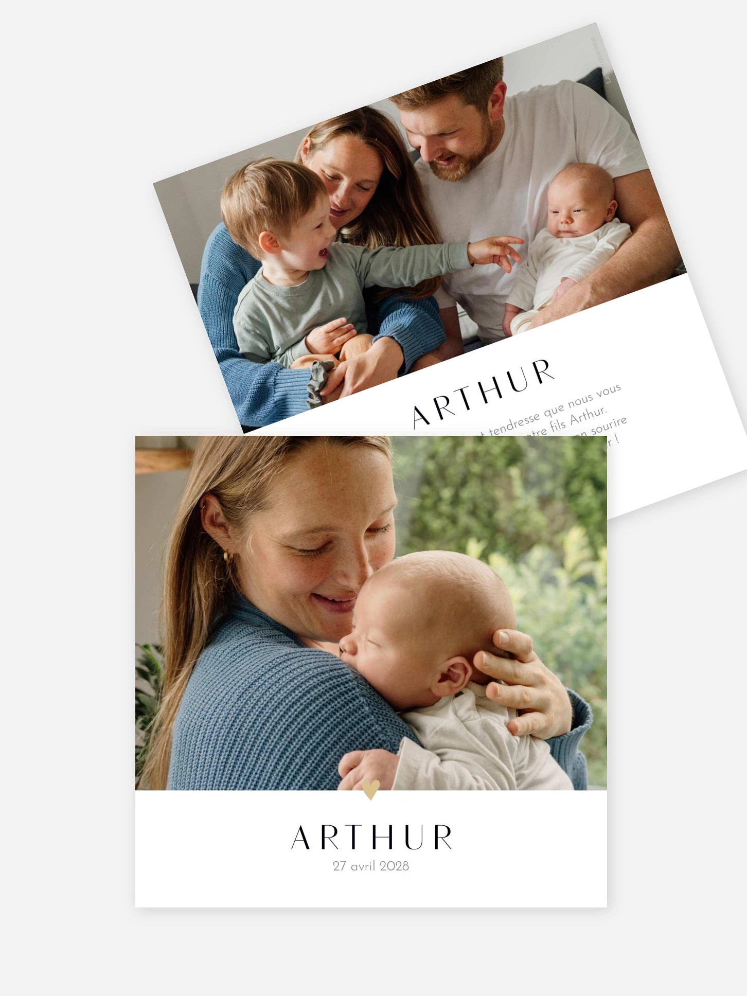 Faire-part naissance Cœur doré