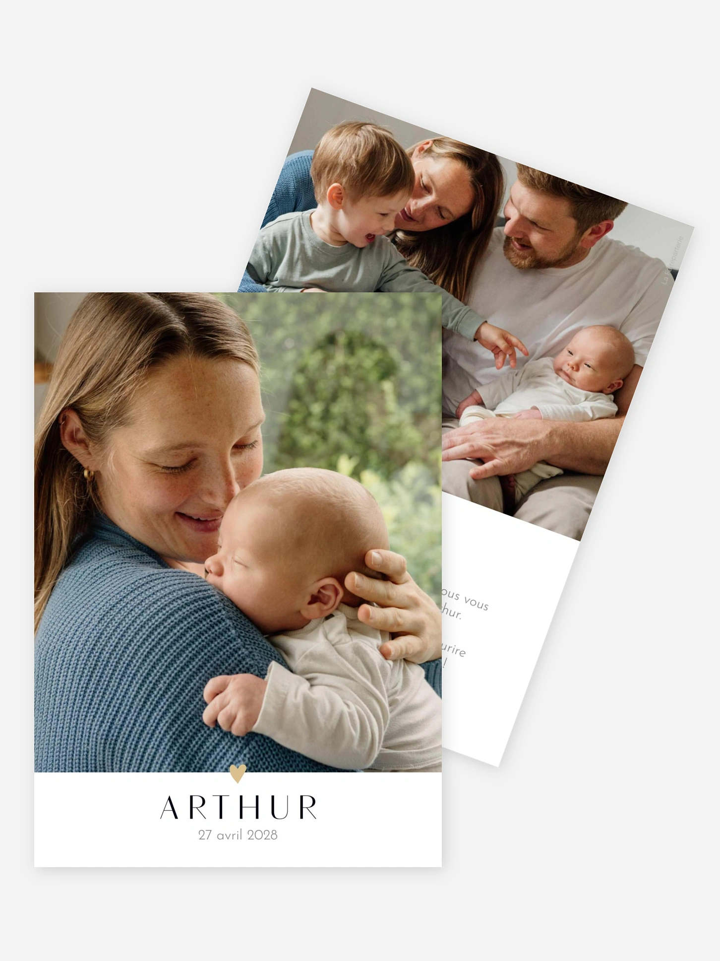 Faire-part naissance Cœur doré