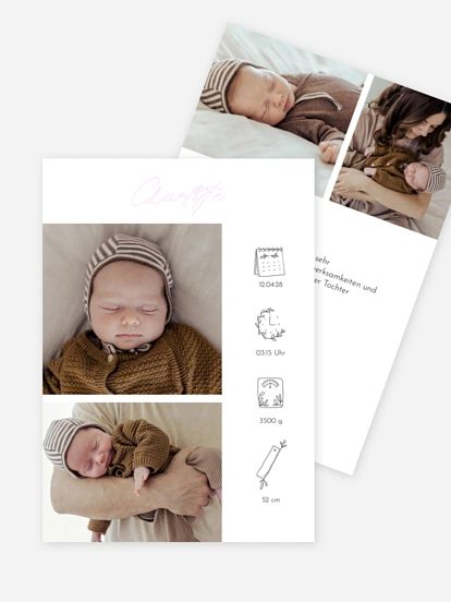 Geburtskarte Sanfte Symbole