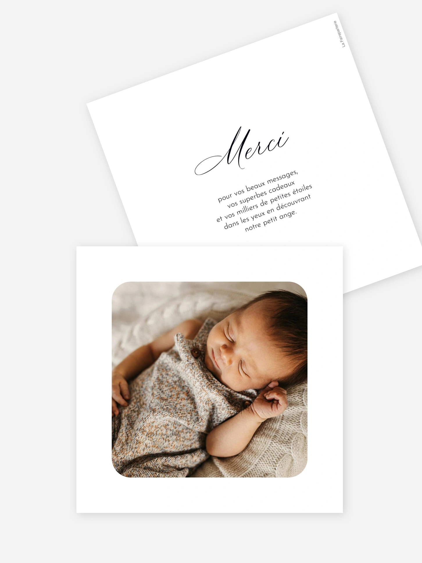 Carte remerciement naissance Douce naissance