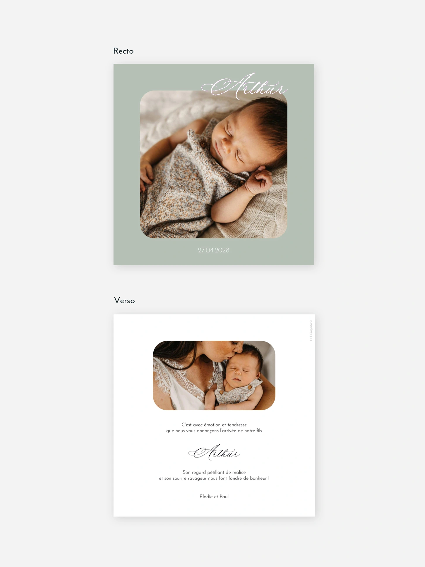 Faire-part naissance Douce naissance