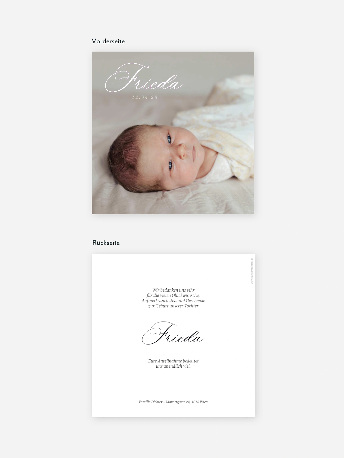 Geburtskarte Zarte Handschrift