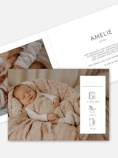 Geburtskarte Zarte Zeichen