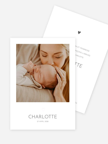 Faire-part naissance Cœur précieux