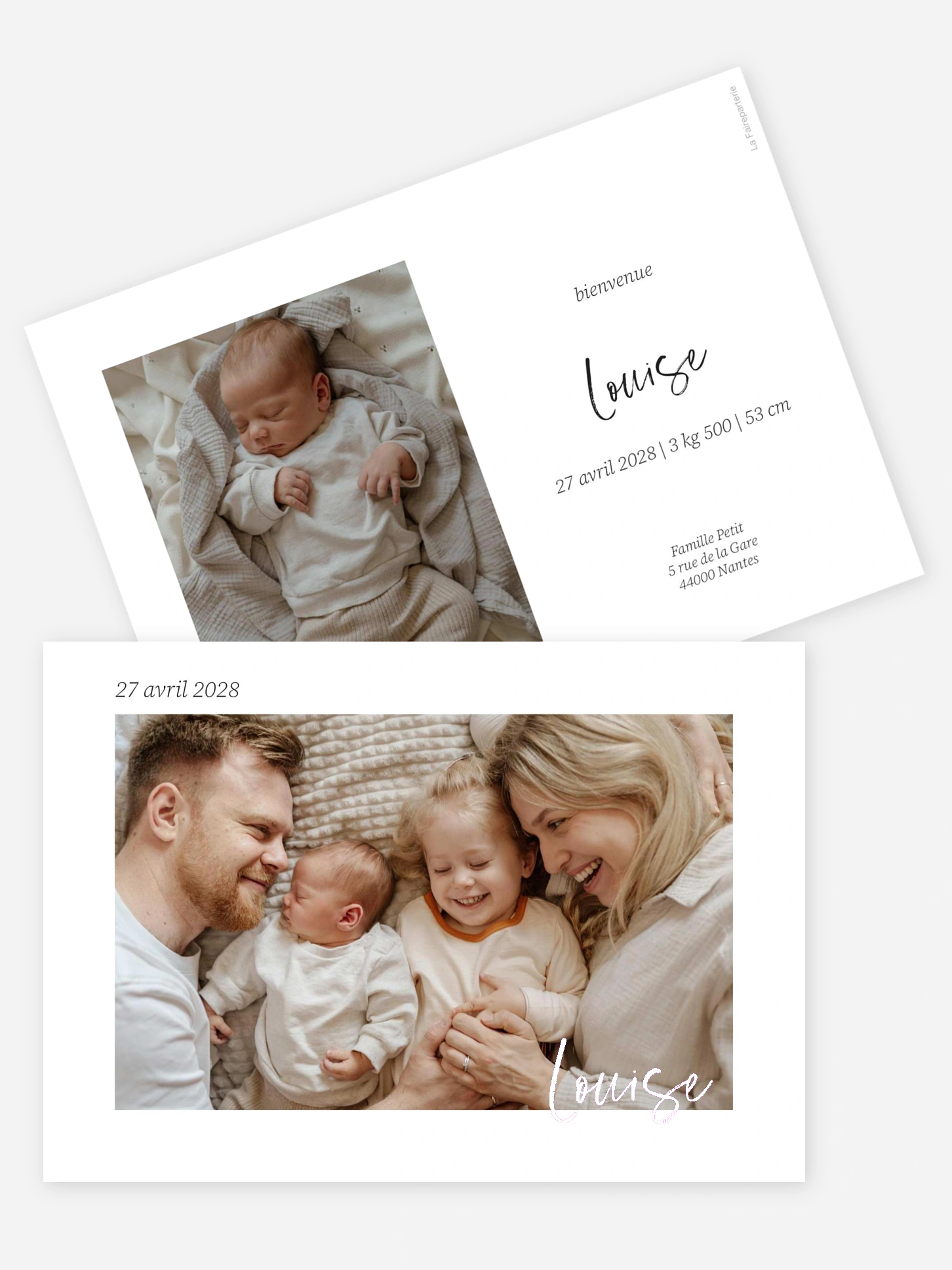 Faire-part naissance Premières lettres