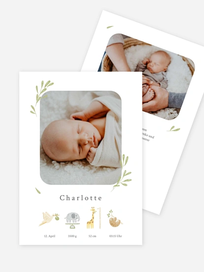 Geburtskarte Kleiner Tierzauber