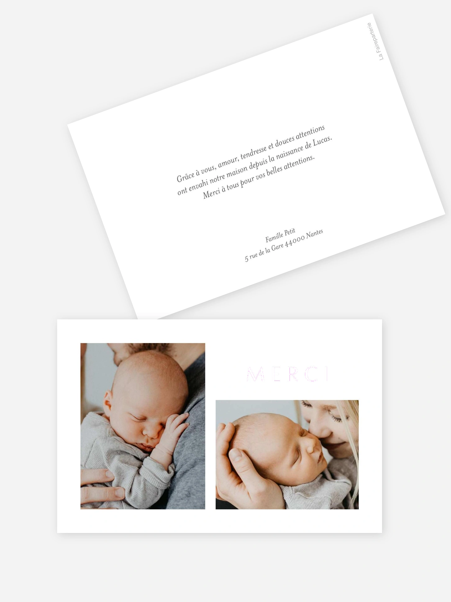 Carte remerciement naissance Fil de douceur