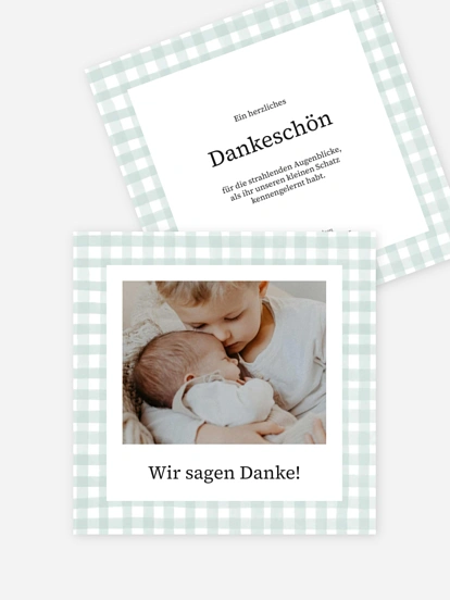Dankeskarte Geburt Zartes Vichy-Karo