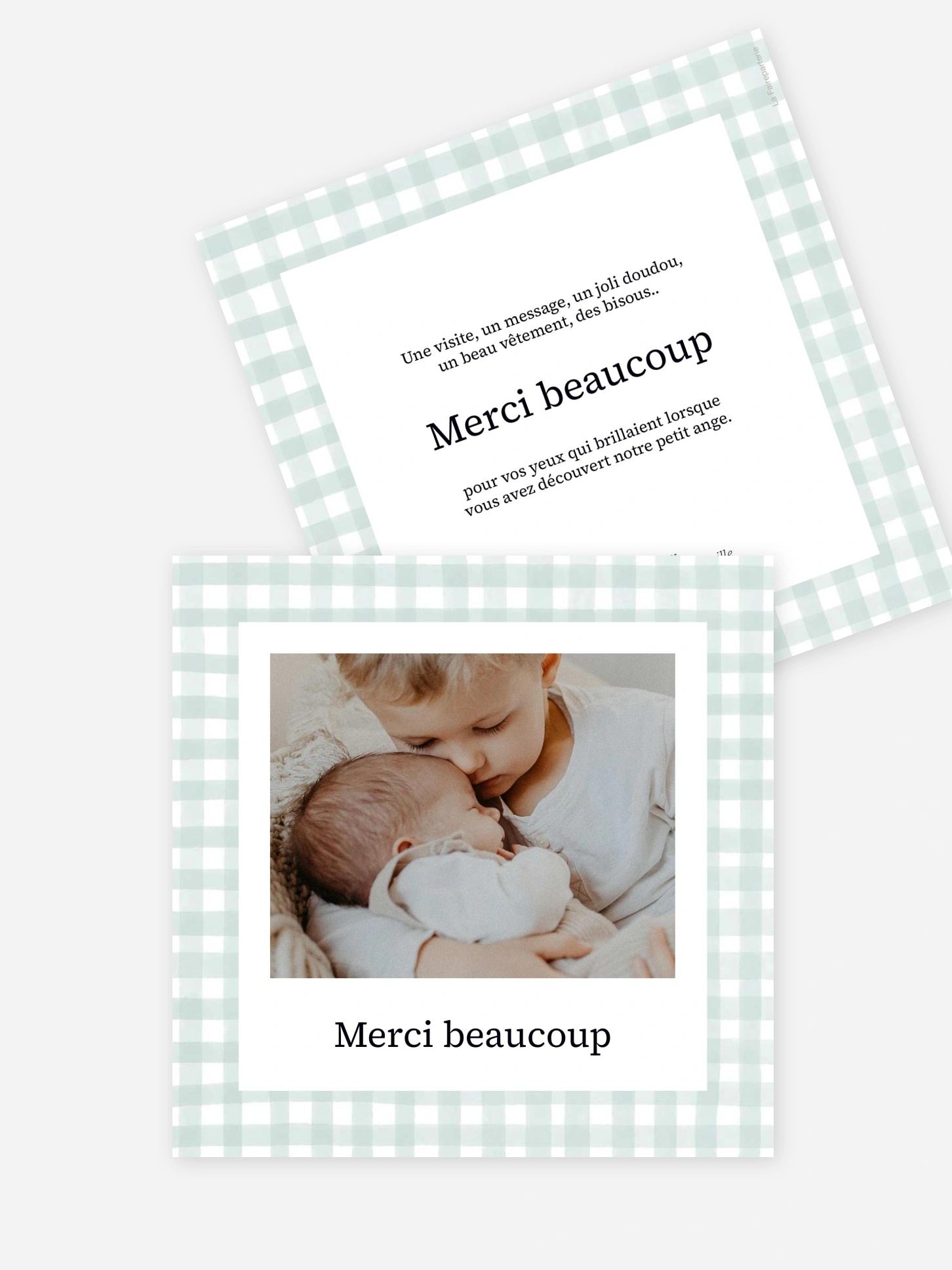 Carte remerciement naissance Tendre vichy