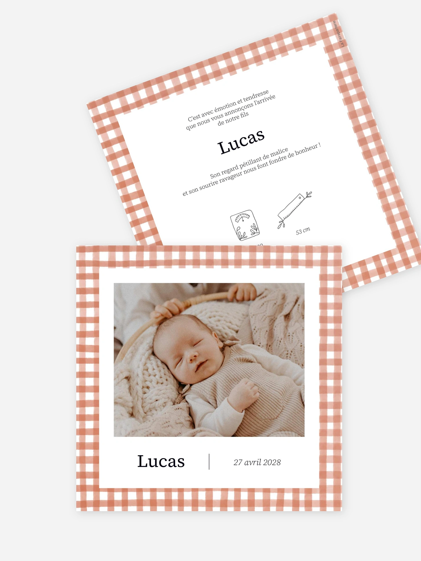Faire-part naissance Tendre vichy