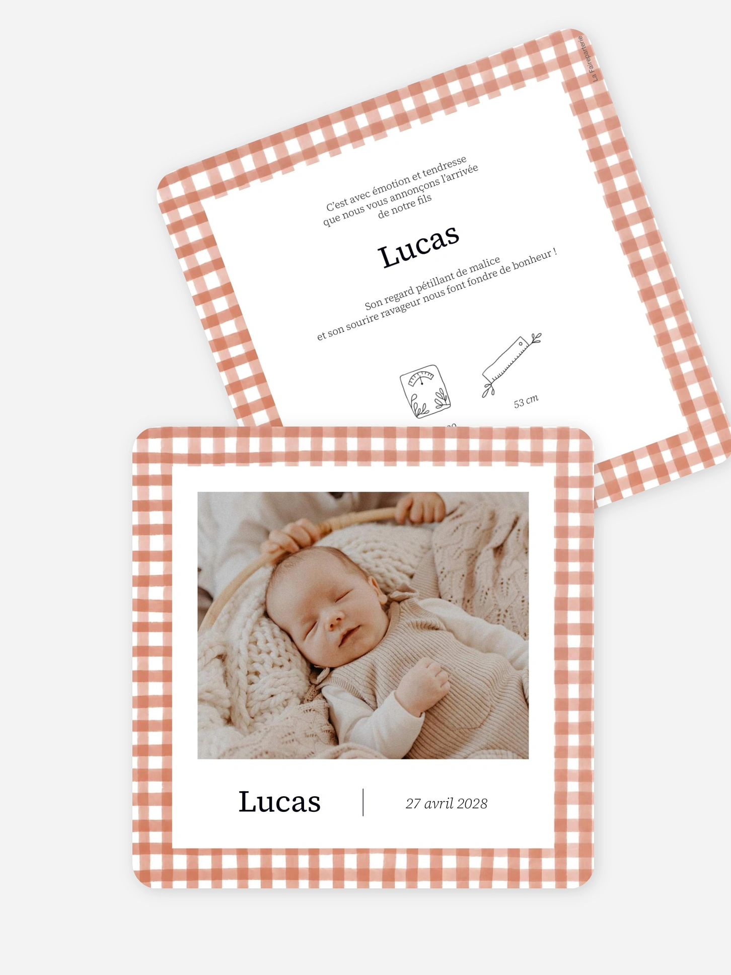 Faire-part naissance Tendre vichy