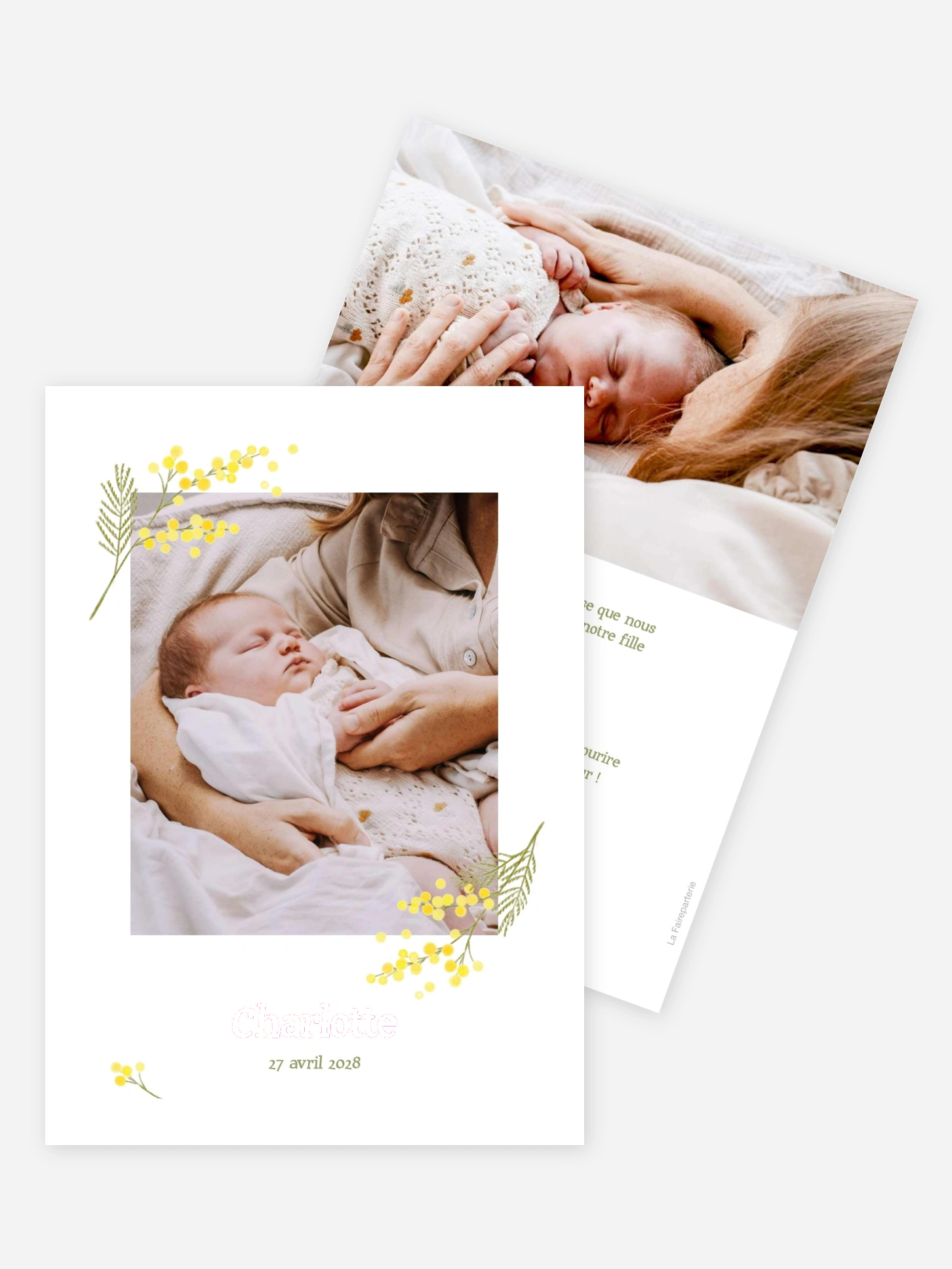 Faire-part naissance Tendre mimosa
