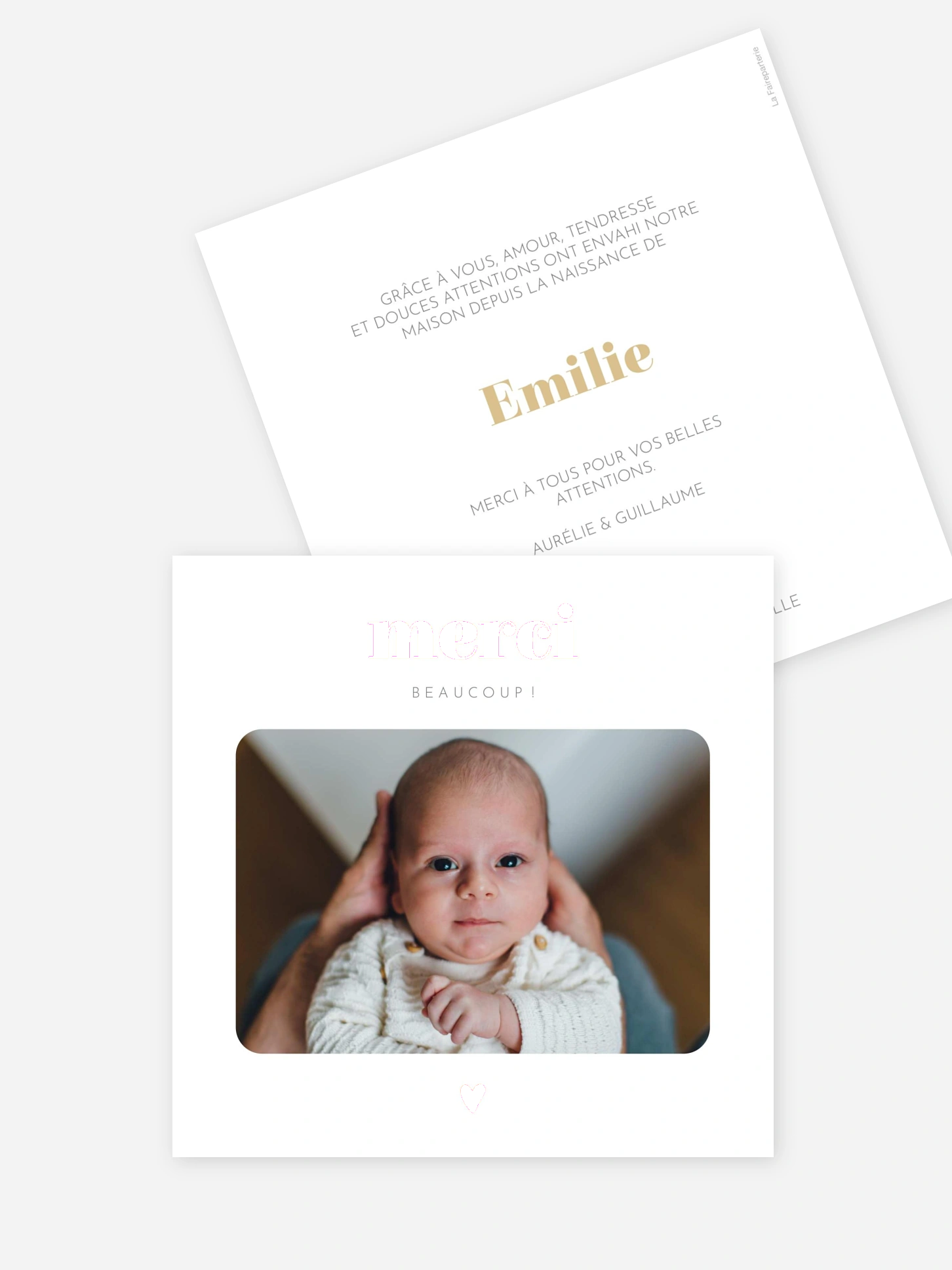 Carte remerciement naissance Petits signes