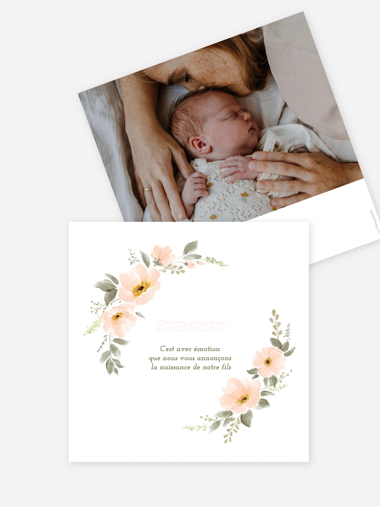 Carte remerciement naissance Fleurs de Naissance