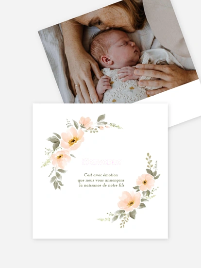 Carte remerciement naissance Fleurs de Naissance