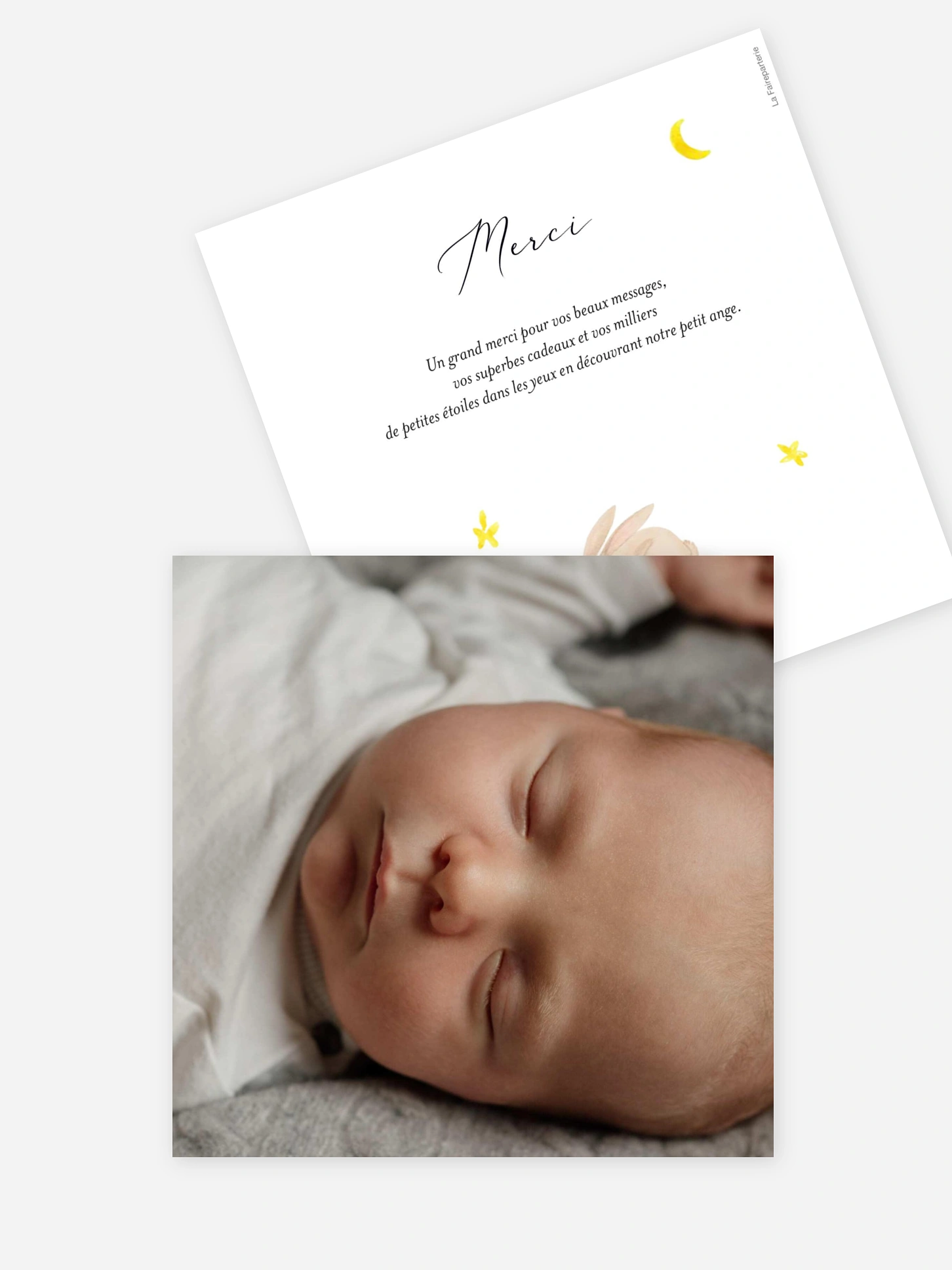 Carte remerciement naissance Berceuse étoilée