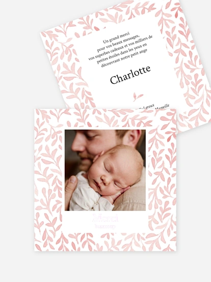 Carte remerciement naissance Petite harmonie