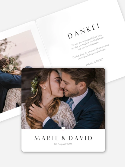 Dankeskarte Hochzeit Herzglanz