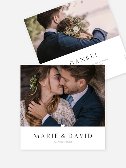 Dankeskarte Hochzeit Herzglanz