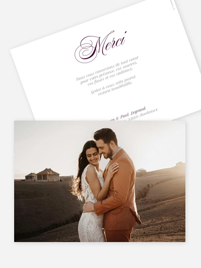 Carte de remerciements Reflet d’union