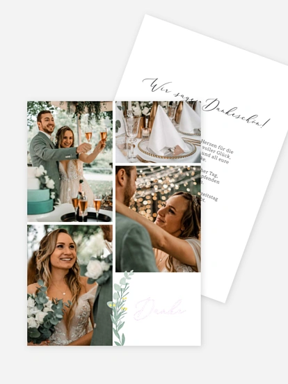 Dankeskarte Hochzeit Zarter Eukalyptus