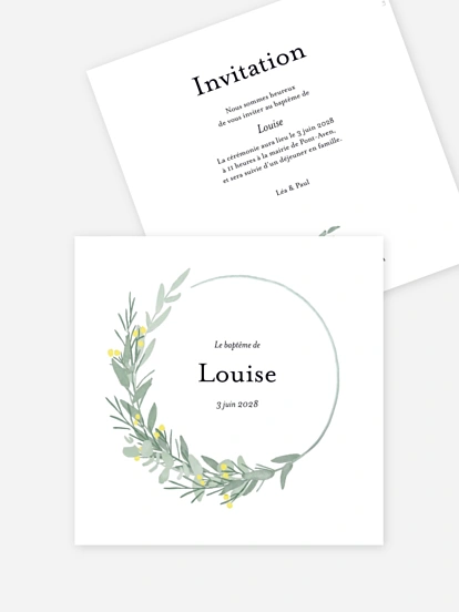 Faire-part baptême Tendre couronne