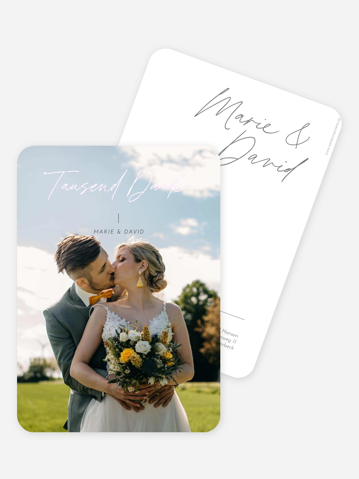 Dankeskarte Hochzeit Zeitlose Signatur