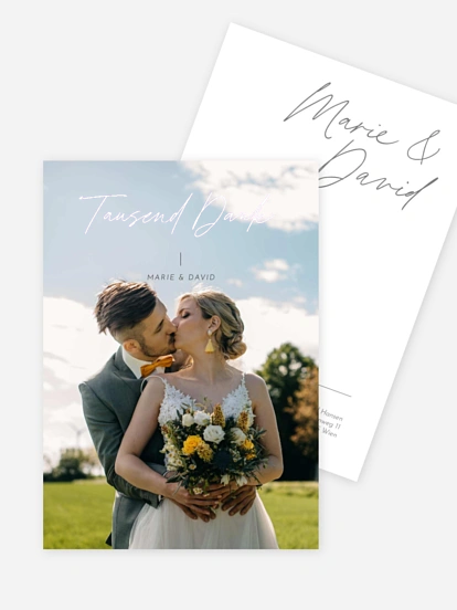 Dankeskarte Hochzeit Zeitlose Signatur