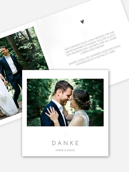 Dankeskarte Hochzeit Zarte Herzen