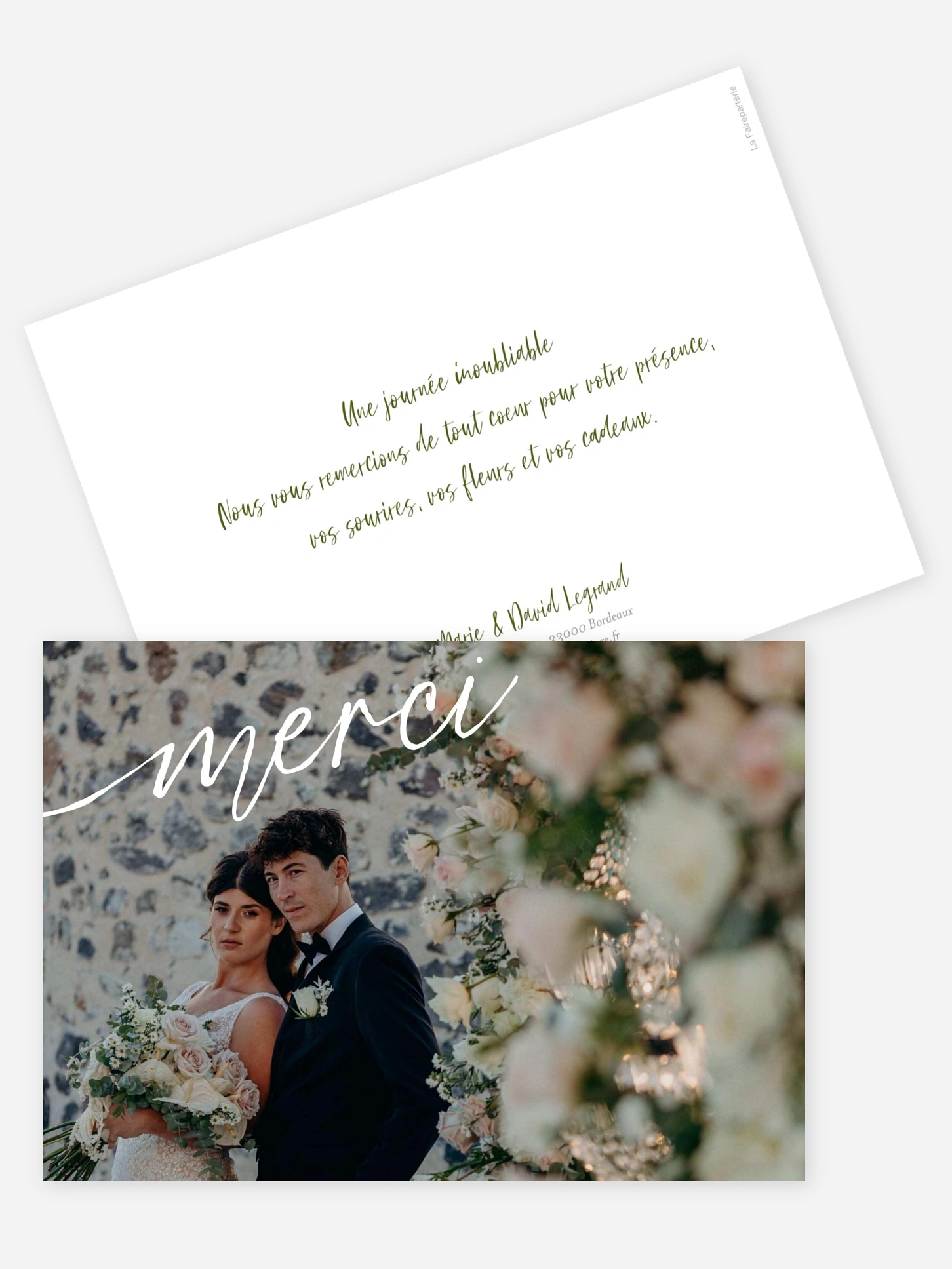 Carte de remerciements Geste d’amour
