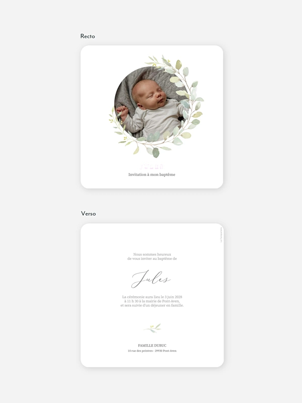 Faire-part baptême Bouquet d’amour