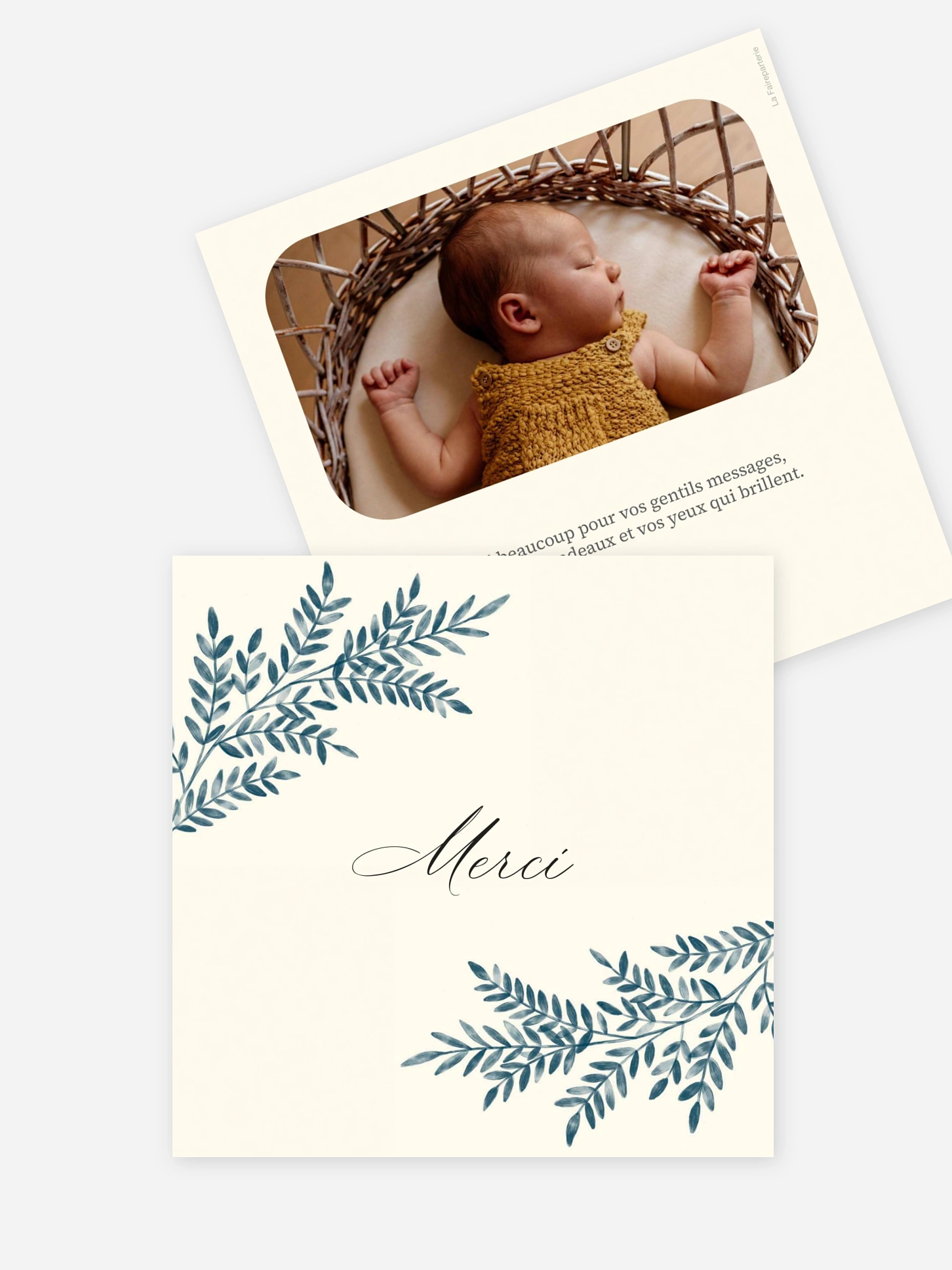 Carte remerciement naissance Tendre refrain