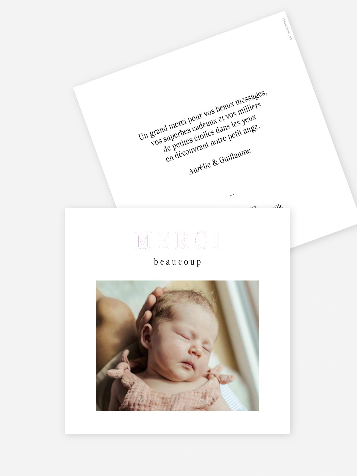 Carte remerciement naissance Refrain d'amour